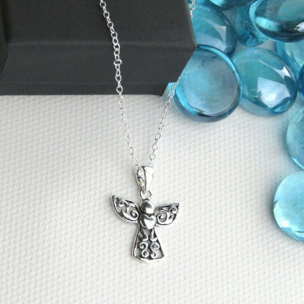 NEW- Sterling Silver small angel necklace